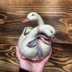 Ceramic Double Duck Planter Figurine